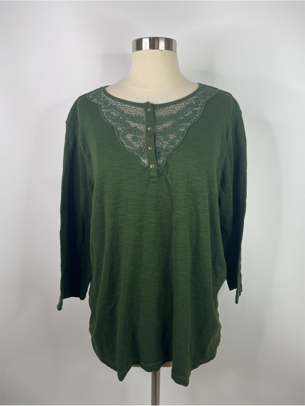 Chaps Denim Casual Lace Long Sleeve Top